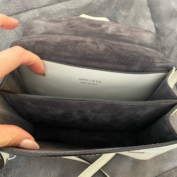 Jimmy Choo Latte Leather Crossbody/Shoulder Bag with Rare Crystal Snake Buckle - Picture 10 of 12